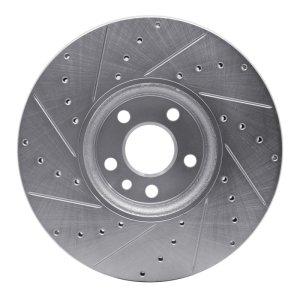 Volvo XC60 Brake Rotor (1) - Front Right - R1 Concepts - Drilled & Slotted - Silver - `10-`16